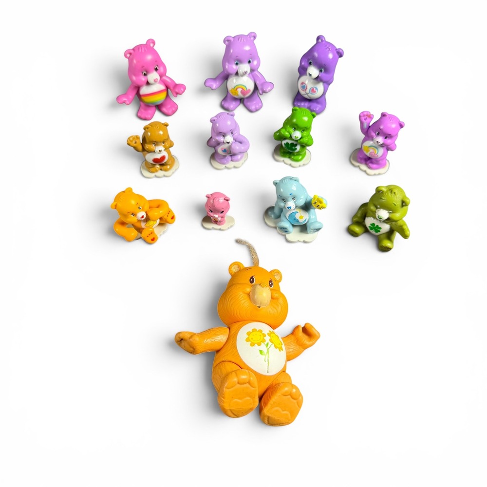 Vintage Care Bears PVC Figure Lot 1983 Kenner Friend Bear Cloud Base Minis 12pc